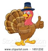 Vector Illustration of Cartoon Turkey Pilgrim Hat Thanksgiving Character by AtStockIllustration