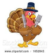 Vector Illustration of Cartoon Turkey Pilgrim Hat Thanksgiving Character by AtStockIllustration