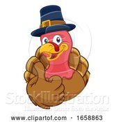 Vector Illustration of Cartoon Turkey Pilgrim Hat Thanksgiving Character by AtStockIllustration