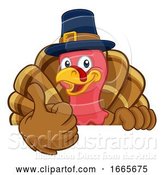 Vector Illustration of Cartoon Turkey Pilgrim Hat Thanksgiving Character by AtStockIllustration