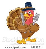 Vector Illustration of Cartoon Turkey Pilgrim Hat Thanksgiving Character by AtStockIllustration