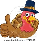 Vector Illustration of Cartoon Turkey Pilgrim Hat Thanksgiving Character by AtStockIllustration