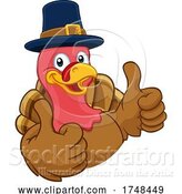 Vector Illustration of Cartoon Turkey Pilgrim Hat Thanksgiving Character by AtStockIllustration