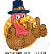 Vector Illustration of Cartoon Turkey Pilgrim Hat Thanksgiving Character by AtStockIllustration
