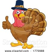 Vector Illustration of Cartoon Turkey Pilgrim Hat Thanksgiving Character by AtStockIllustration