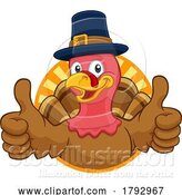 Vector Illustration of Cartoon Turkey Pilgrim Hat Thanksgiving Character by AtStockIllustration