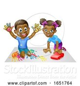 Vector Illustration of Cartoon Two Children Playing by AtStockIllustration