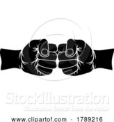 Vector Illustration of Cartoon Two Fists Clenched Fist Bump Punch by AtStockIllustration