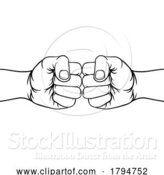 Vector Illustration of Cartoon Two Fists Clenched Fist Bump Punch by AtStockIllustration