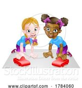 Vector Illustration of Cartoon Two Girls Playing with Cars by AtStockIllustration