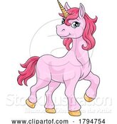 Vector Illustration of Cartoon Unicorn Horn Horse Animal Mascot from Myth by AtStockIllustration