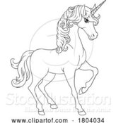 Vector Illustration of Cartoon Unicorn Horn Horse Animal Mascot from Myth by AtStockIllustration