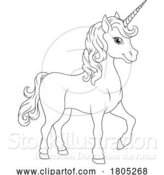 Vector Illustration of Cartoon Unicorn Horn Horse Animal Mascot from Myth by AtStockIllustration