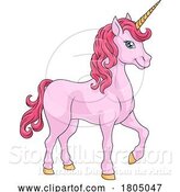 Vector Illustration of Cartoon Unicorn Horn Horse Animal Mascot from Myth by AtStockIllustration