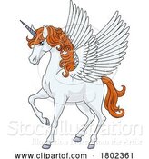 Vector Illustration of Cartoon Unicorn Pegasus Wings Horn Horse Animal Cartoon by AtStockIllustration