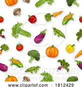 Vector Illustration of Cartoon Vegetables Background Seamless Pattern Print by AtStockIllustration