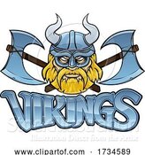 Vector Illustration of Cartoon Viking Crossed Axes Mascot Warrior Sign Graphic by AtStockIllustration