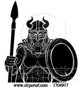 Vector Illustration of Cartoon Viking Female Gladiator Warrior Lady Team Mascot by AtStockIllustration