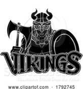 Vector Illustration of Cartoon Viking Female Gladiator Warrior Lady Team Mascot by AtStockIllustration