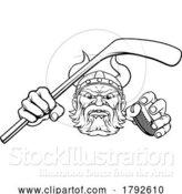 Vector Illustration of Cartoon Viking Ice Hockey Sports Mascot Cartoon by AtStockIllustration