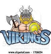 Vector Illustration of Cartoon Viking Tennis Sports Mascot by AtStockIllustration