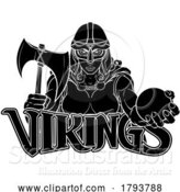 Vector Illustration of Cartoon Viking Trojan Celtic Knight Baseball Warrior Lady by AtStockIllustration