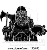 Vector Illustration of Cartoon Viking Trojan Celtic Knight Football Warrior Lady by AtStockIllustration