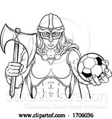 Vector Illustration of Cartoon Viking Trojan Celtic Knight Soccer Warrior Lady by AtStockIllustration