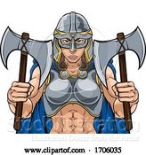 Vector Illustration of Cartoon Viking Trojan Spartan Celtic Warrior Knight Lady by AtStockIllustration