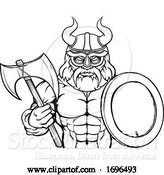 Vector Illustration of Cartoon Viking Warrior Mascot by AtStockIllustration