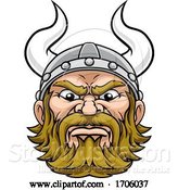 Vector Illustration of Cartoon Viking Warrior Mascot Cartoon by AtStockIllustration