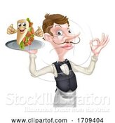 Vector Illustration of Cartoon Waiter with Perfect Kebab by AtStockIllustration