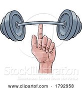 Vector Illustration of Cartoon Weight Lifting Hand Finger Holding Barbell Concept by AtStockIllustration