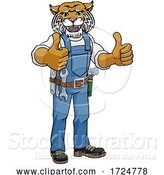 Vector Illustration of Cartoon Wildcat Construction Mascot Handyman by AtStockIllustration