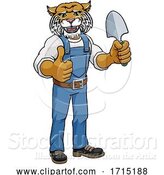 Vector Illustration of Cartoon Wildcat Gardener Gardening Animal Mascot by AtStockIllustration