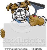 Vector Illustration of Cartoon Window Cleaner Bulldog Car Wash Cleaning Mascot by AtStockIllustration