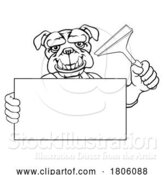 Vector Illustration of Cartoon Window Cleaner Bulldog Car Wash Cleaning Mascot by AtStockIllustration