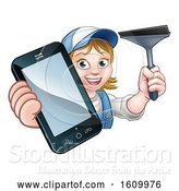 Vector Illustration of Cartoon Window or Car Cleaner Phone Concept by AtStockIllustration