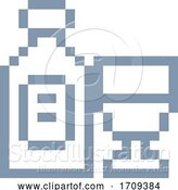 Vector Illustration of Cartoon Wine Bottle Glass 8 Bit Video Game Art Icon by AtStockIllustration