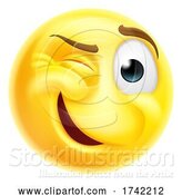 Vector Illustration of Cartoon Winking Cheeky Emoticon Face by AtStockIllustration