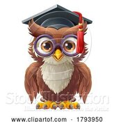 Vector Illustration of Cartoon Wise Old Owl Bird Graduation Professor by AtStockIllustration