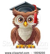 Vector Illustration of Cartoon Wise Owl Bird Graduation Professor Teacher by AtStockIllustration