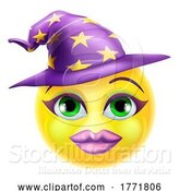 Vector Illustration of Cartoon Witch Emoticon Face Emoji Icon by AtStockIllustration