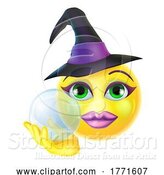 Vector Illustration of Cartoon Witch Emoticon Halloween Face by AtStockIllustration