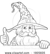 Vector Illustration of Cartoon Wizard Merlin Beard Magician Guy Character by AtStockIllustration