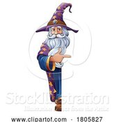 Vector Illustration of Cartoon Wizard Merlin Beard Magician Guy Character by AtStockIllustration