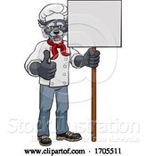 Vector Illustration of Cartoon Wolf Chef Restaurant Mascot Sign by AtStockIllustration