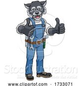 Vector Illustration of Cartoon Wolf Construction Mascot Handyman by AtStockIllustration