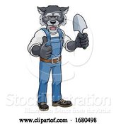 Vector Illustration of Cartoon Wolf Gardener Gardening Animal Mascot by AtStockIllustration