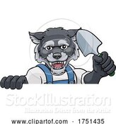 Vector Illustration of Cartoon Wolf Gardener Gardening Animal Mascot by AtStockIllustration